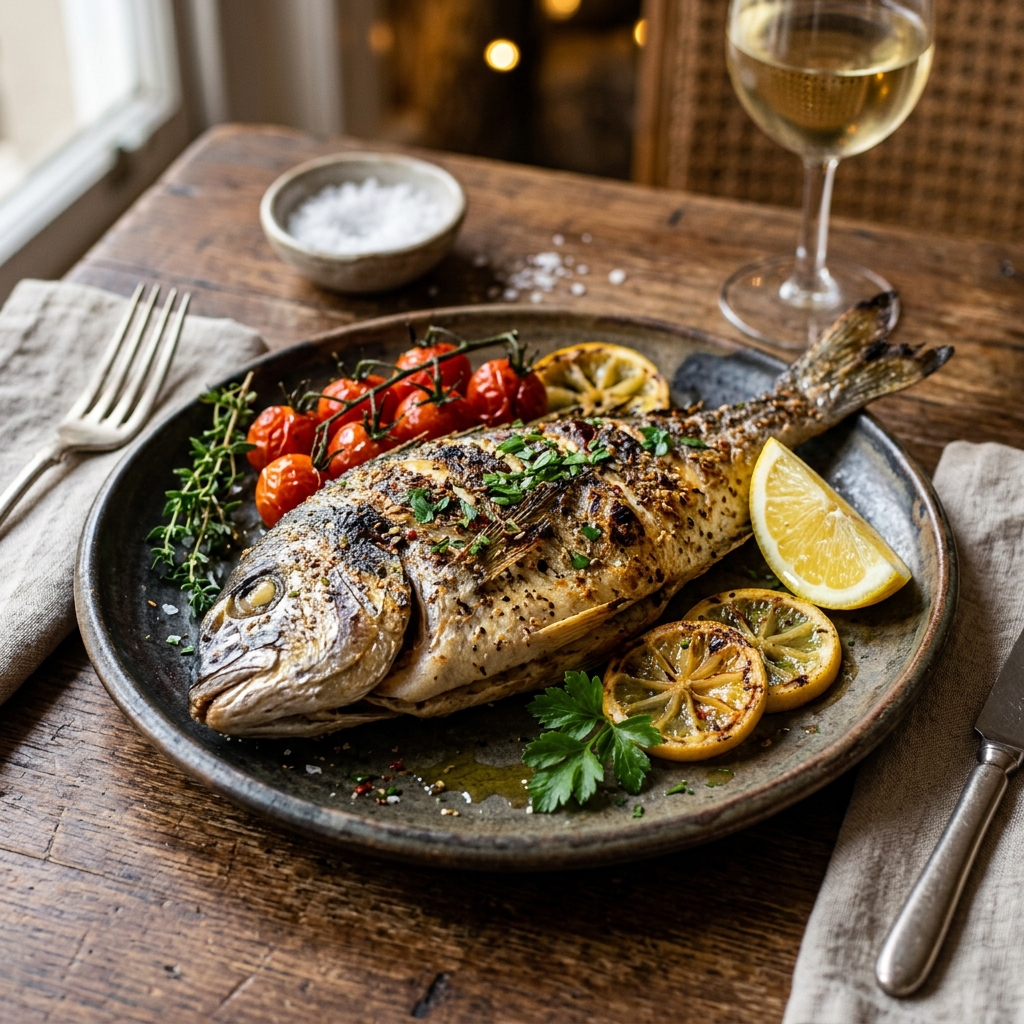 Seabream (Grilled-Bran) (Grilled-Lemon and Oil)(Fried)